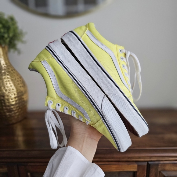 Vans Old Skool Low Top Sneakers Yellow White Canvas Women’s 7.5 / Men’s 6 - Picture 8 of 15